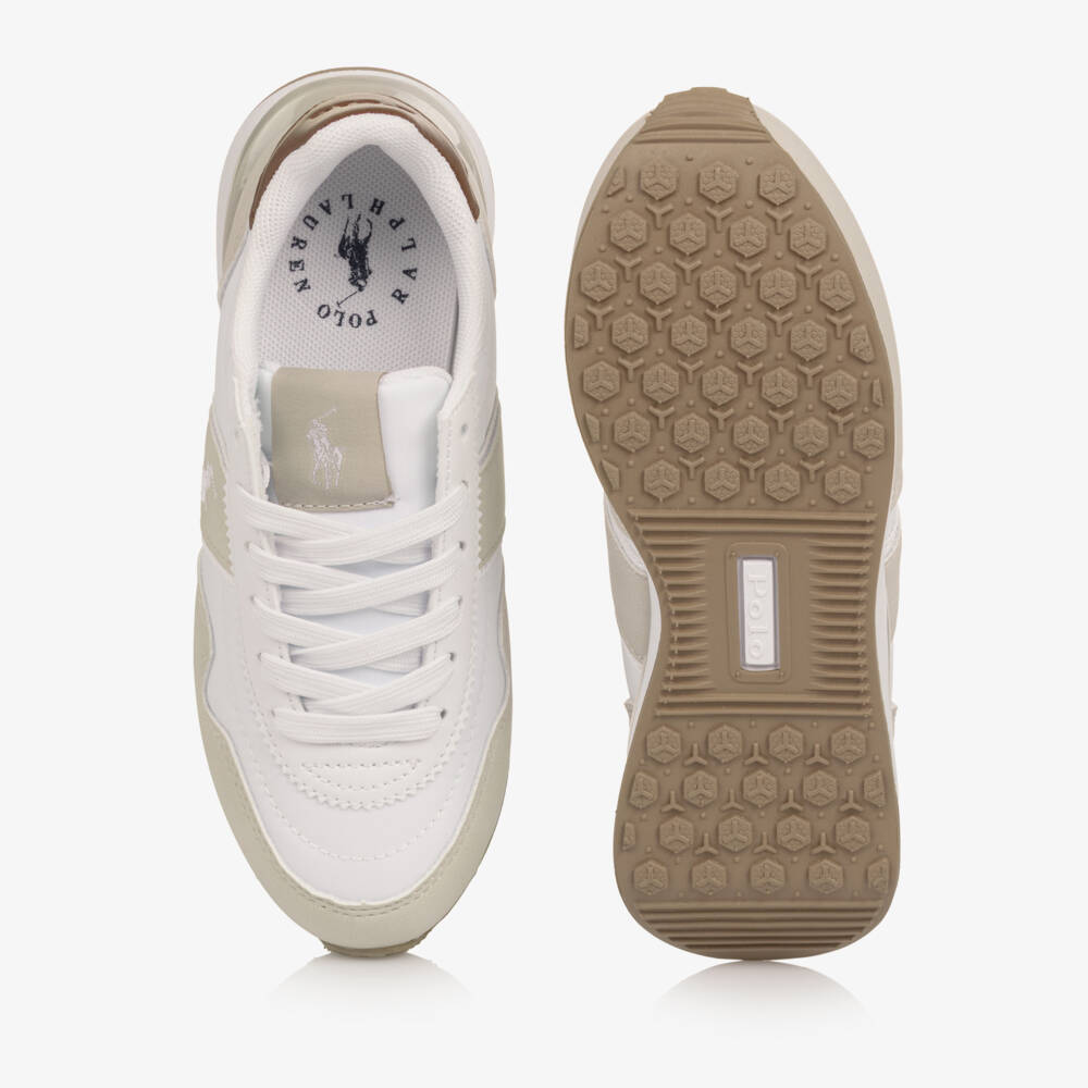 Ralph Lauren-Boys Beige & White Colourblock Lace-Up Trainers | Childrensalon Outlet