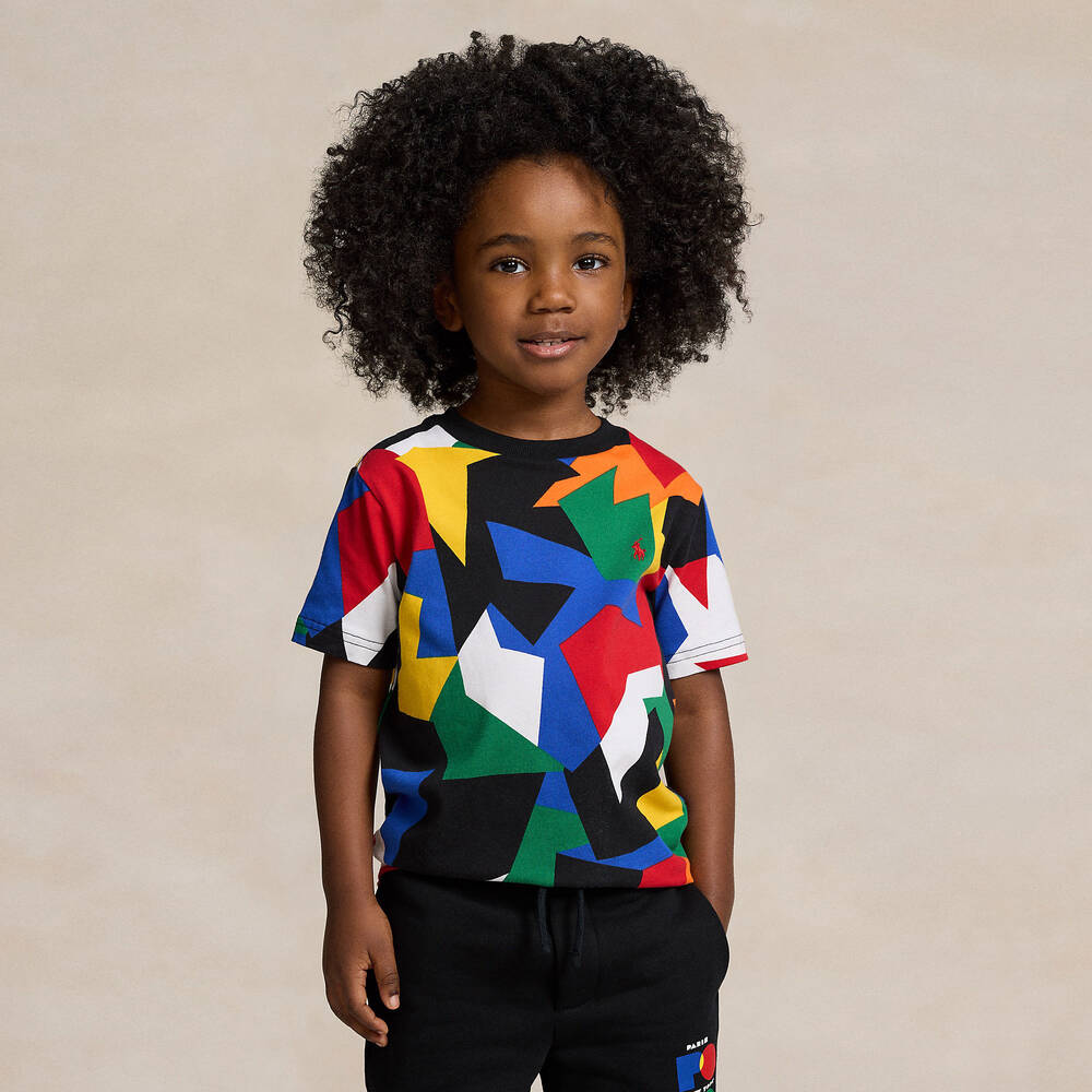 Ralph Lauren-تيشيرت قطن جيرسي لون أسود للأولاد | Childrensalon Outlet