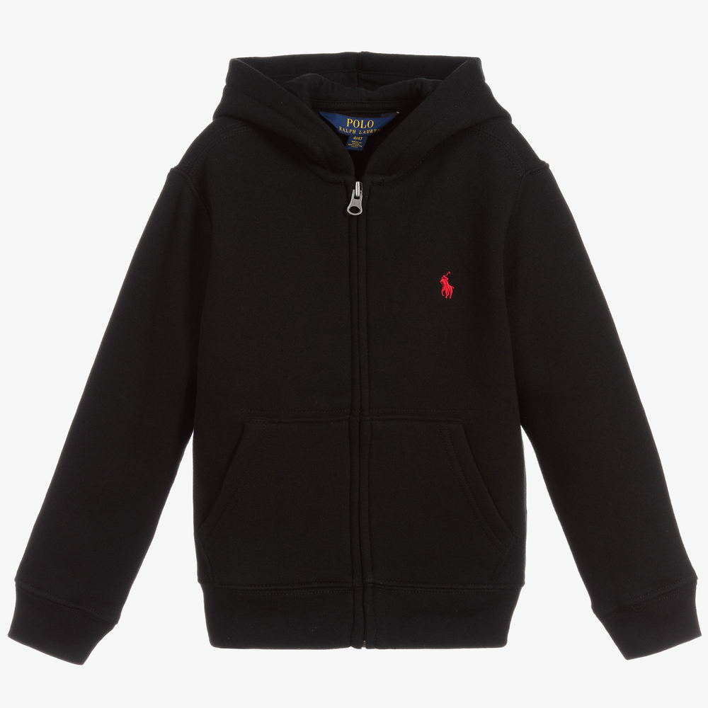 Polo Ralph Lauren Sweat a capuche noir en coton Garcon Childrensalon Outlet
