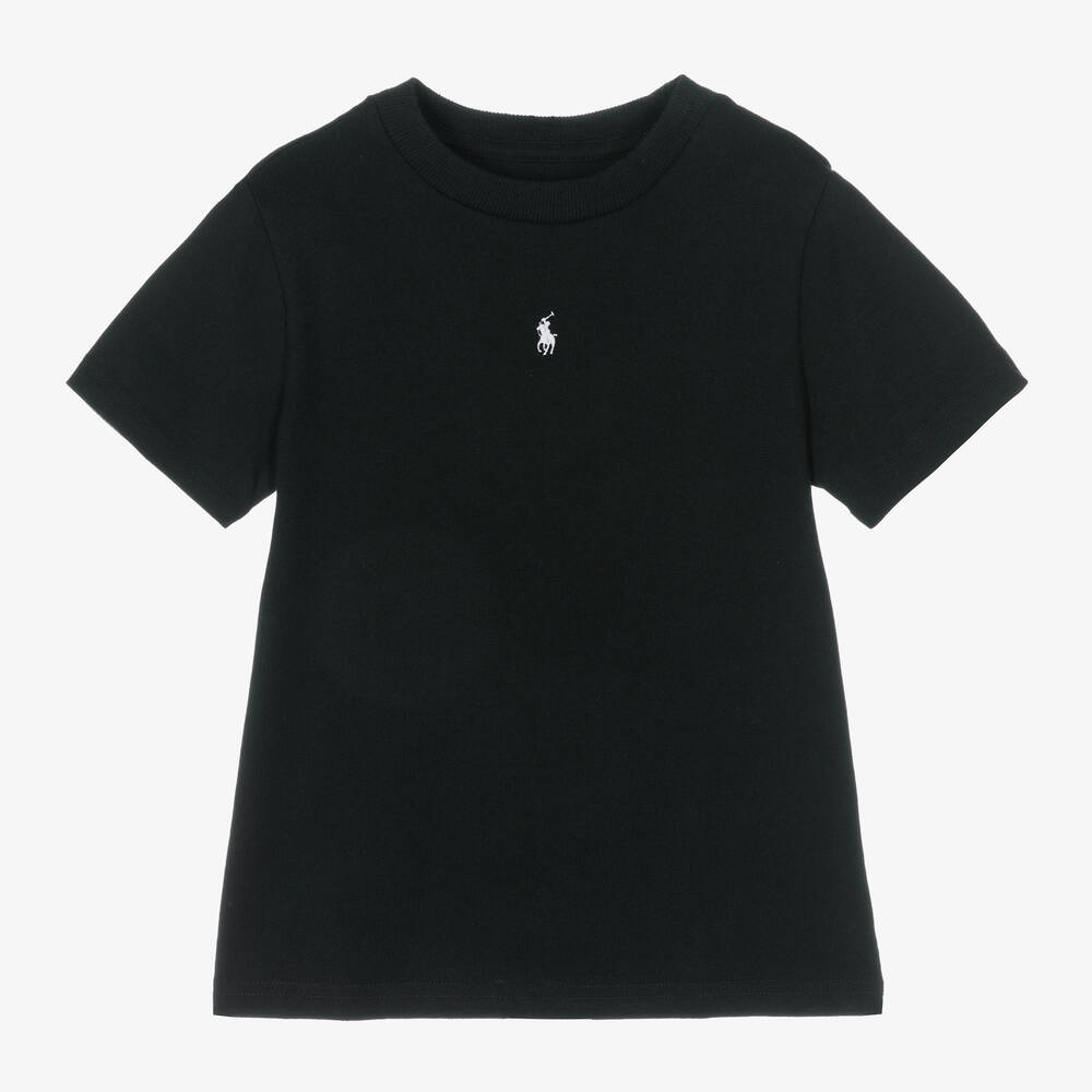 Polo Ralph Lauren - Boys Black Cotton Logo T-Shirt | Childrensalon