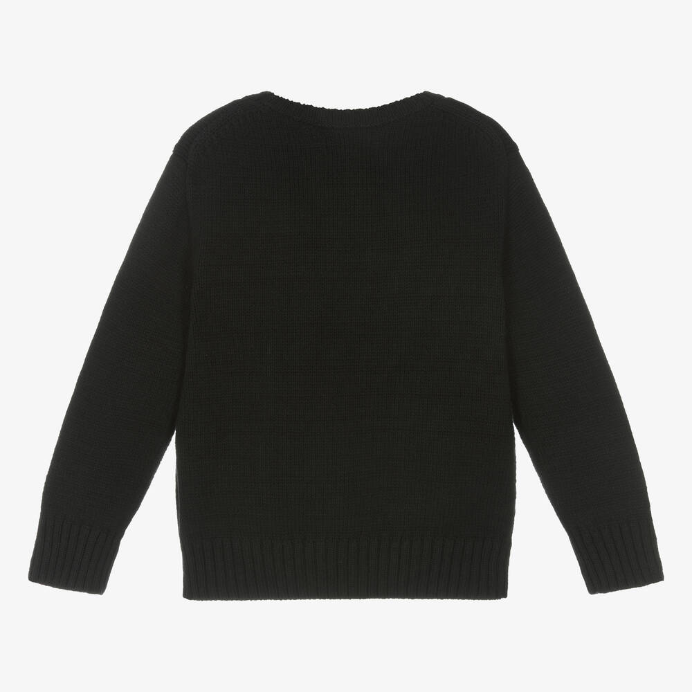 Ralph Lauren Boys Black Cotton Polo Bear Jumper Childrensalon Outlet
