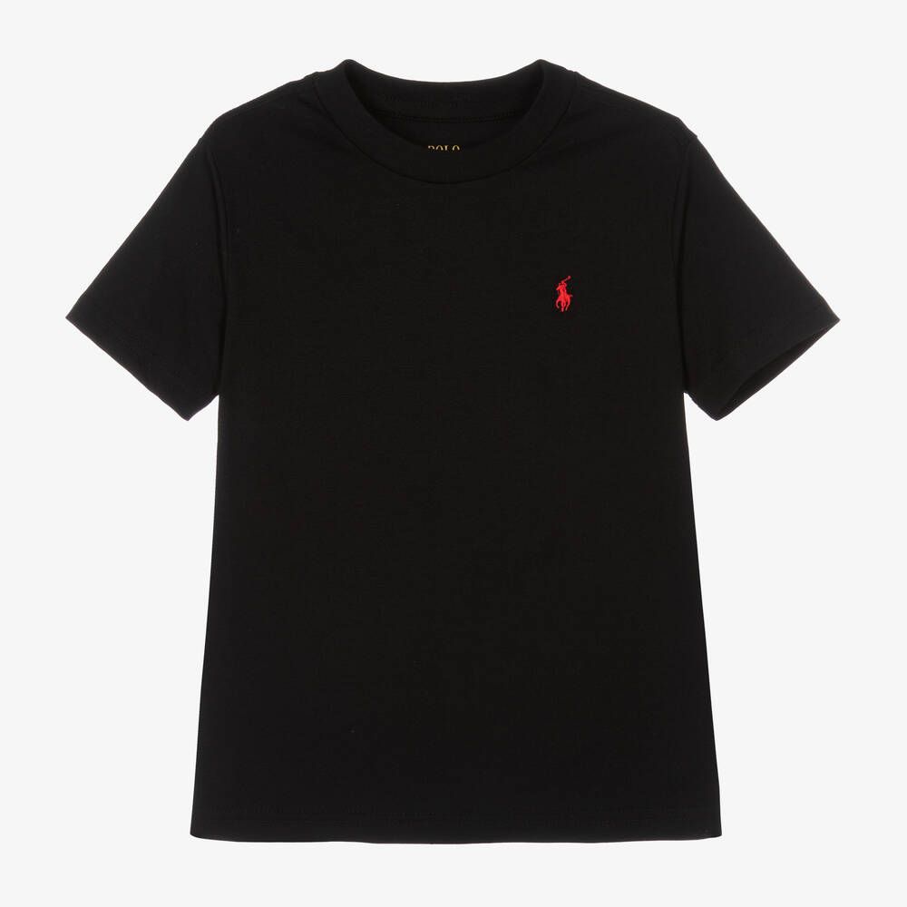 Polo Ralph Lauren - Boys Black Cotton T-Shirt | Childrensalon