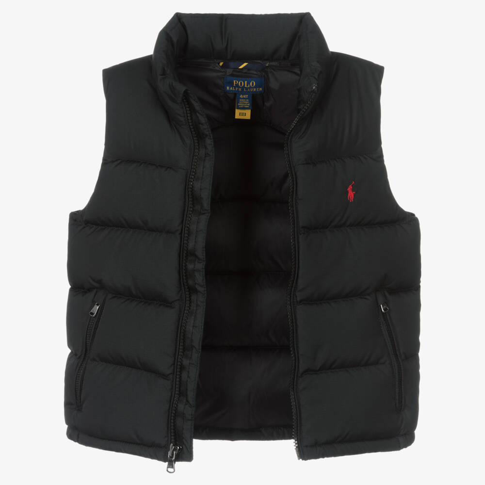 Ralph Lauren-Boys Black Down Padded Puffer Gilet | Childrensalon Outlet