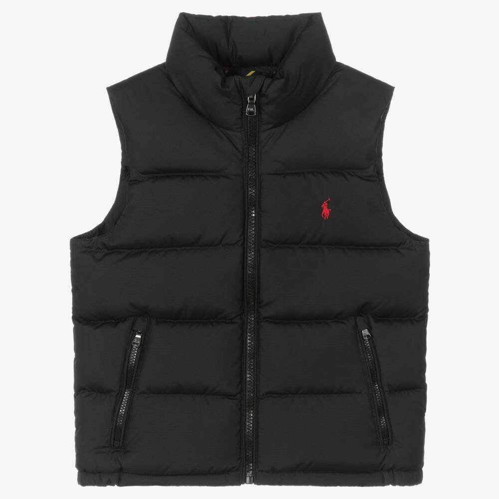 Ralph Lauren-Boys Black Down Padded Puffer Gilet | Childrensalon Outlet