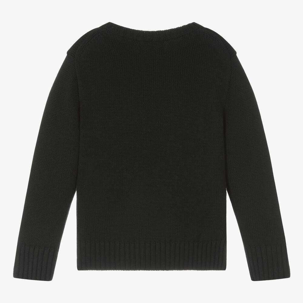 Ralph Lauren Boys Black Knit Polo Bear Sweater Childrensalon Outlet