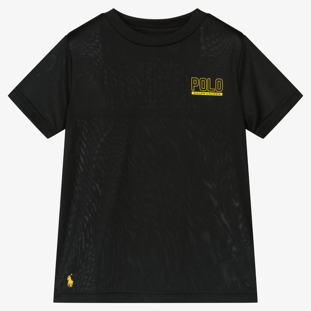 Boys Black Technical Jersey Logo T Shirt
