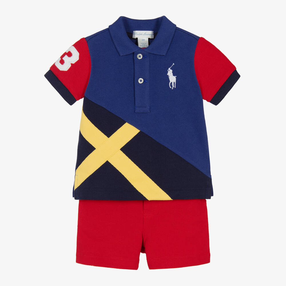 Ralph Lauren-Boys Blue and Red Shorts Ensemble | Childrensalon Outlet