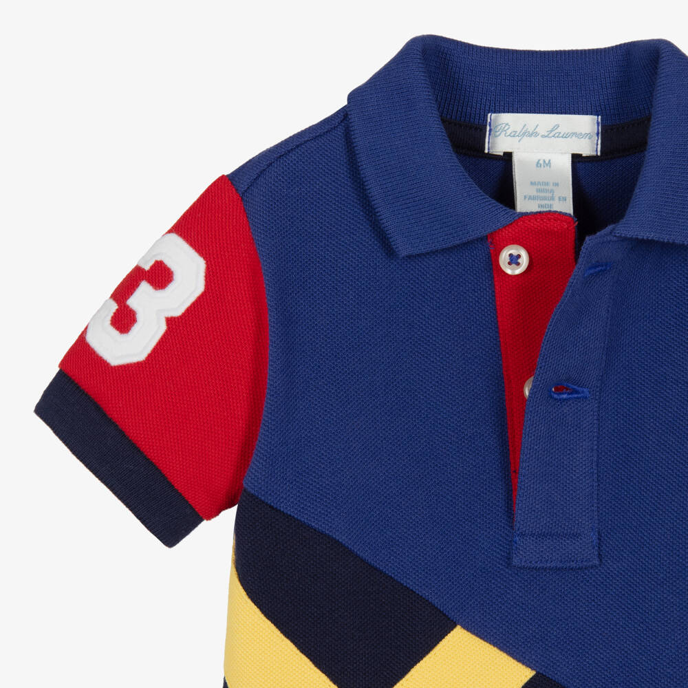 Ralph Lauren-طقم شورت أطفال ولادي قطن بألوان بلوك | Childrensalon Outlet