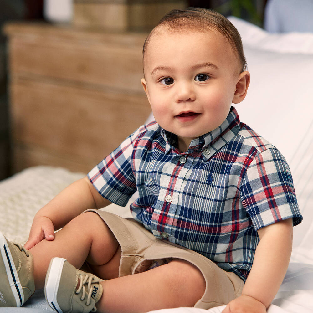 Ralph Lauren-Boys Blue & Beige Shorts Set | Childrensalon Outlet