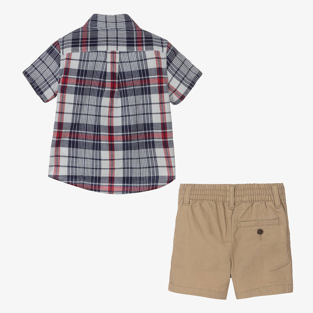 Ralph Lauren160 男の子4点セット Ralph Lauren - Boys Blue & Beige Shorts Set | Childrensalon