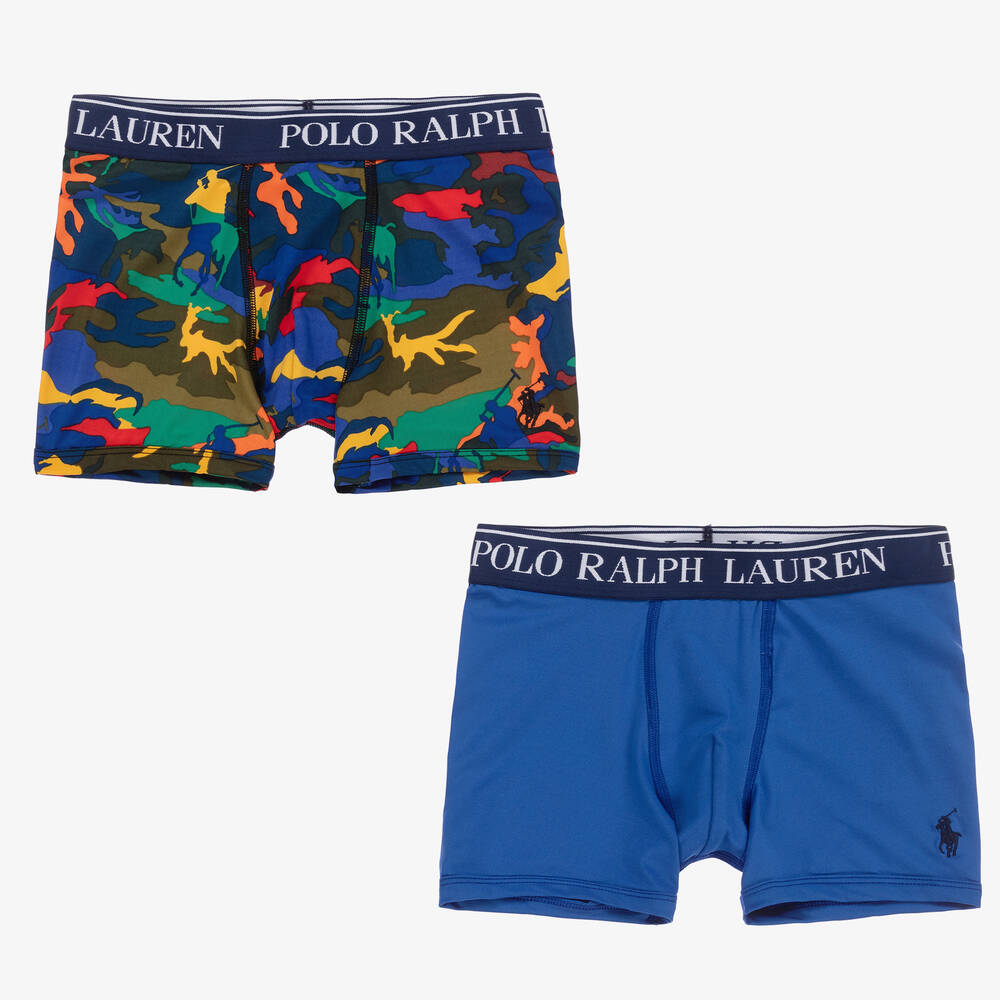 Polo Ralph Lauren - Boys Blue & Camo Print Boxer Shorts (2 Pack) | Childrensalon
