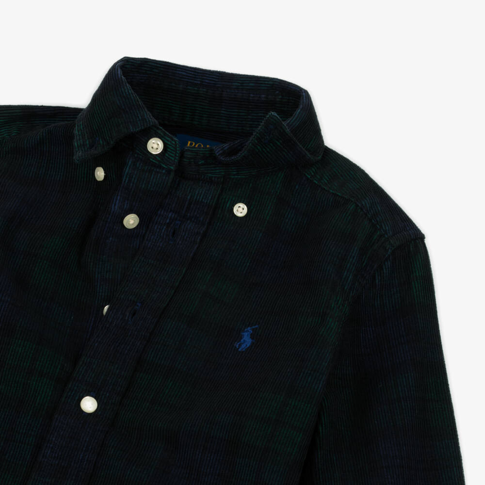 Ralph Lauren-قميص كوردروي تارتان لون كحلي للاولاد | Childrensalon Outlet