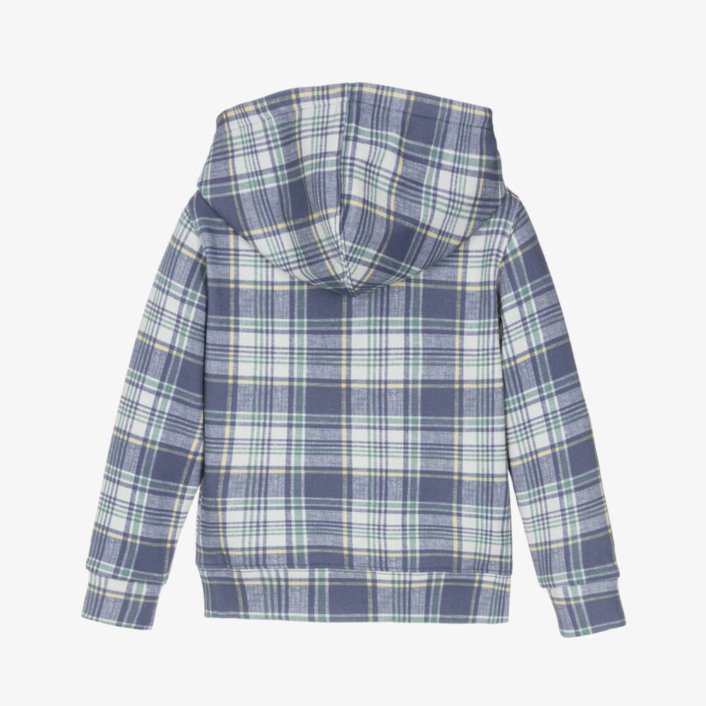 Ralph Lauren-Boys Blue Check Cotton Hoodie | Childrensalon Outlet
