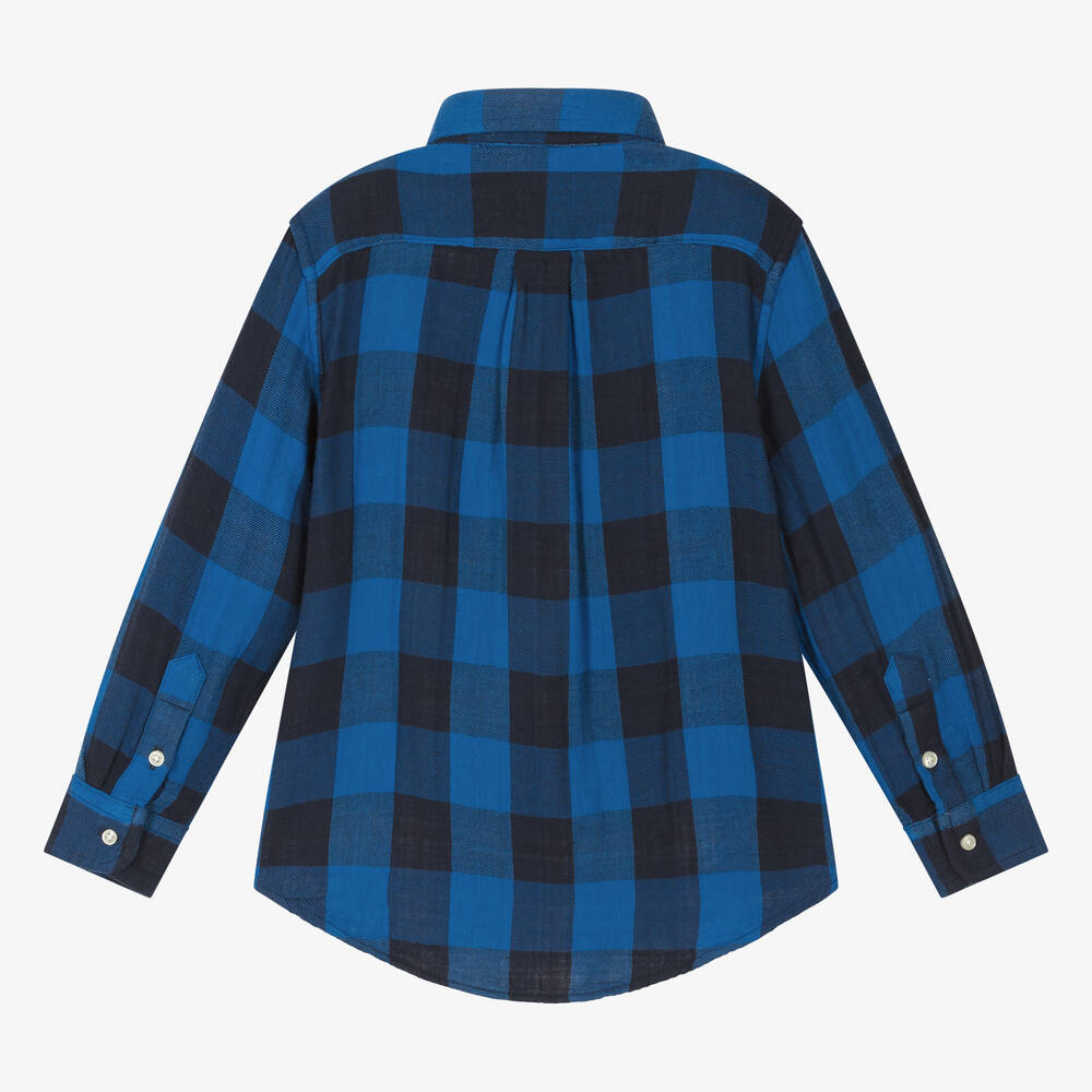 Ralph Lauren-قميص قطن تويل كاروهات لون أزرق للأولاد | Childrensalon Outlet
