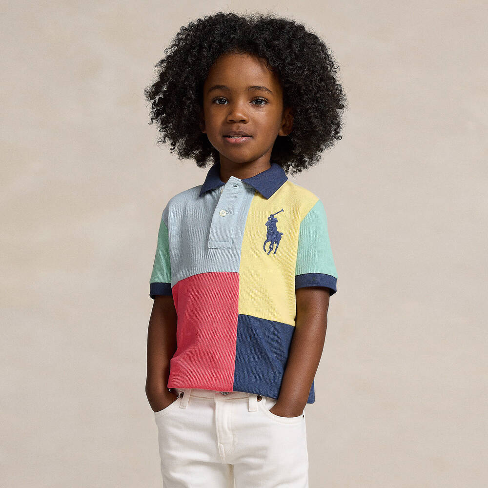 Polo Shirt Polo Kids Outlet Ralph Lauren Boys Blue Colourblock - Main Image
