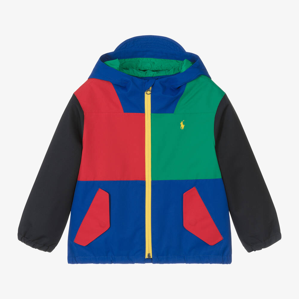 Boys Blue Colourblock Hooded Jacket
