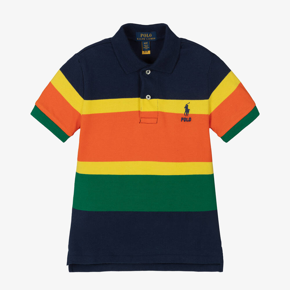 Polo Ralph Lauren - Polo bleu color block garçon | Childrensalon