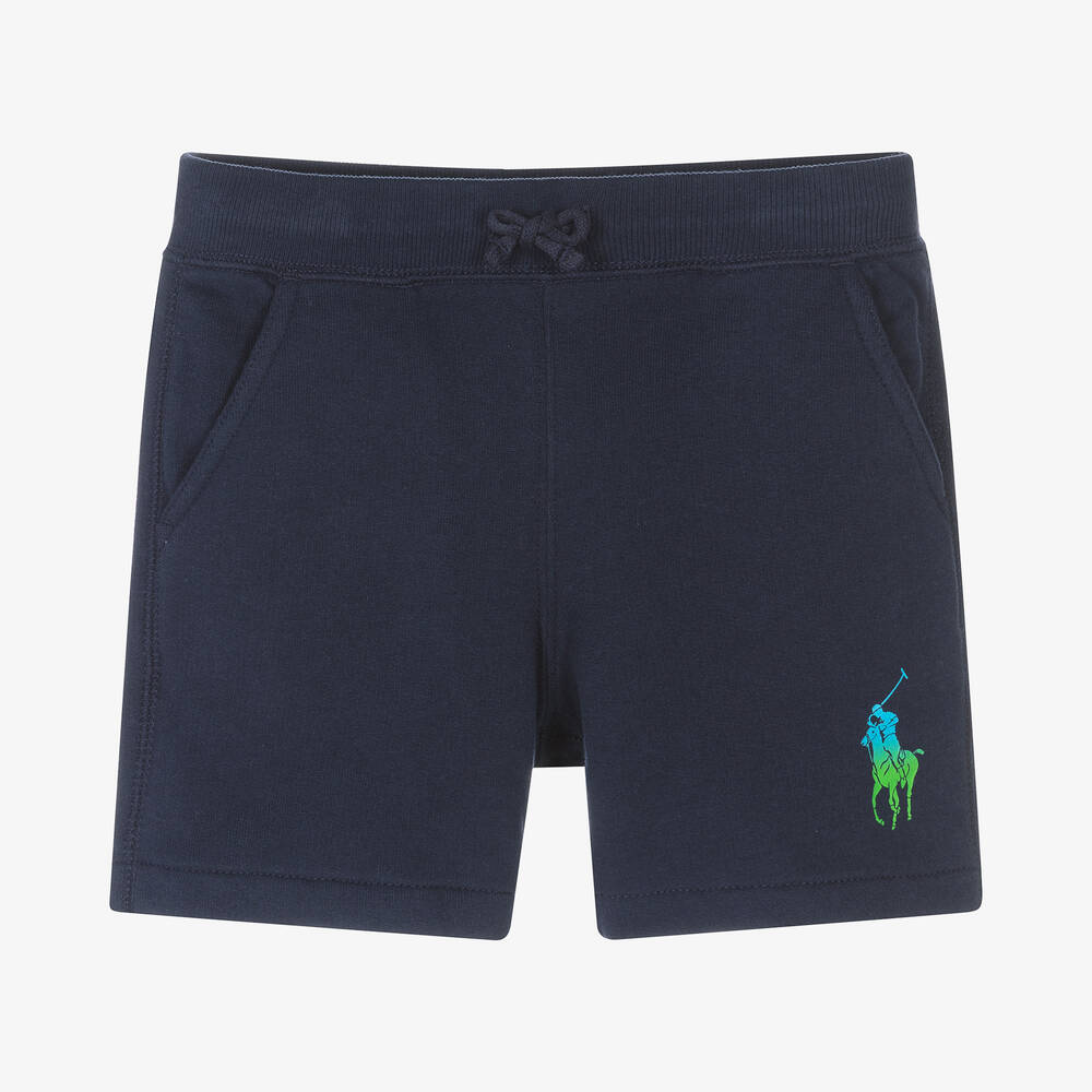 Polo Ralph Lauren - Short bleu en coton Big Pony garçon | Childrensalon