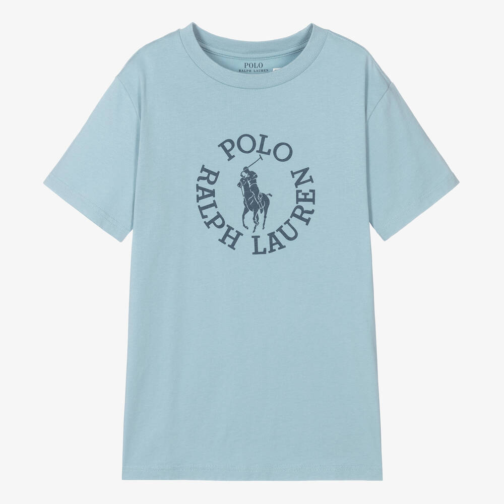 Ralph Lauren - Blaues Big Pony Baumwoll-T-Shirt | Childrensalon