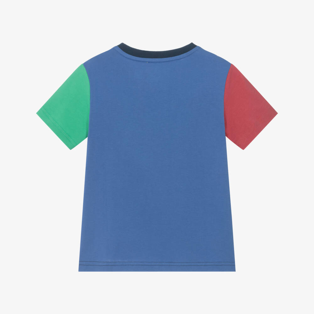 Ralph Lauren-Boys Blue Cotton Block Tee | Childrensalon Outlet