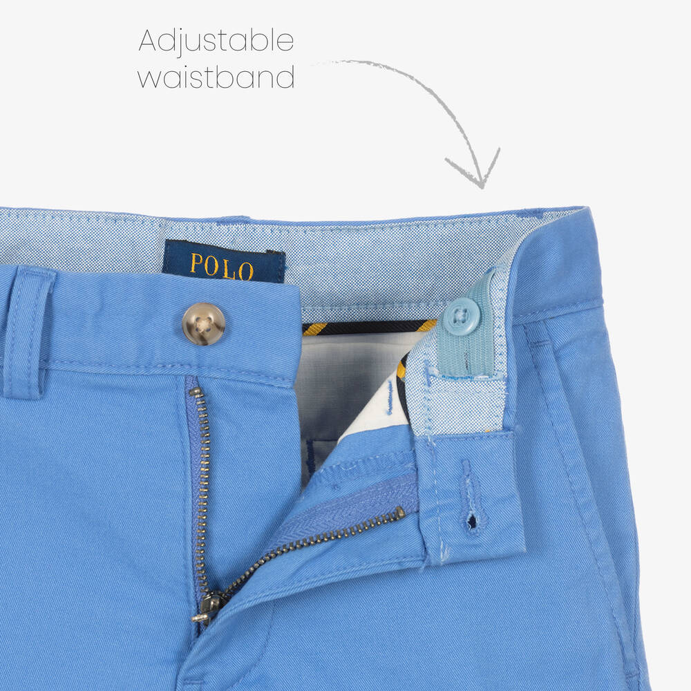 Ralph Lauren Boys Blue Cotton Chino Shorts Childrensalon Outlet