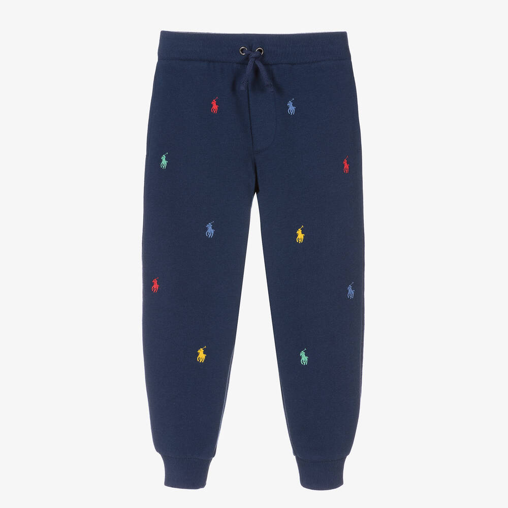 Ralph Lauren - Bas de jogging bleu en coton pour garçon | Childrensalon