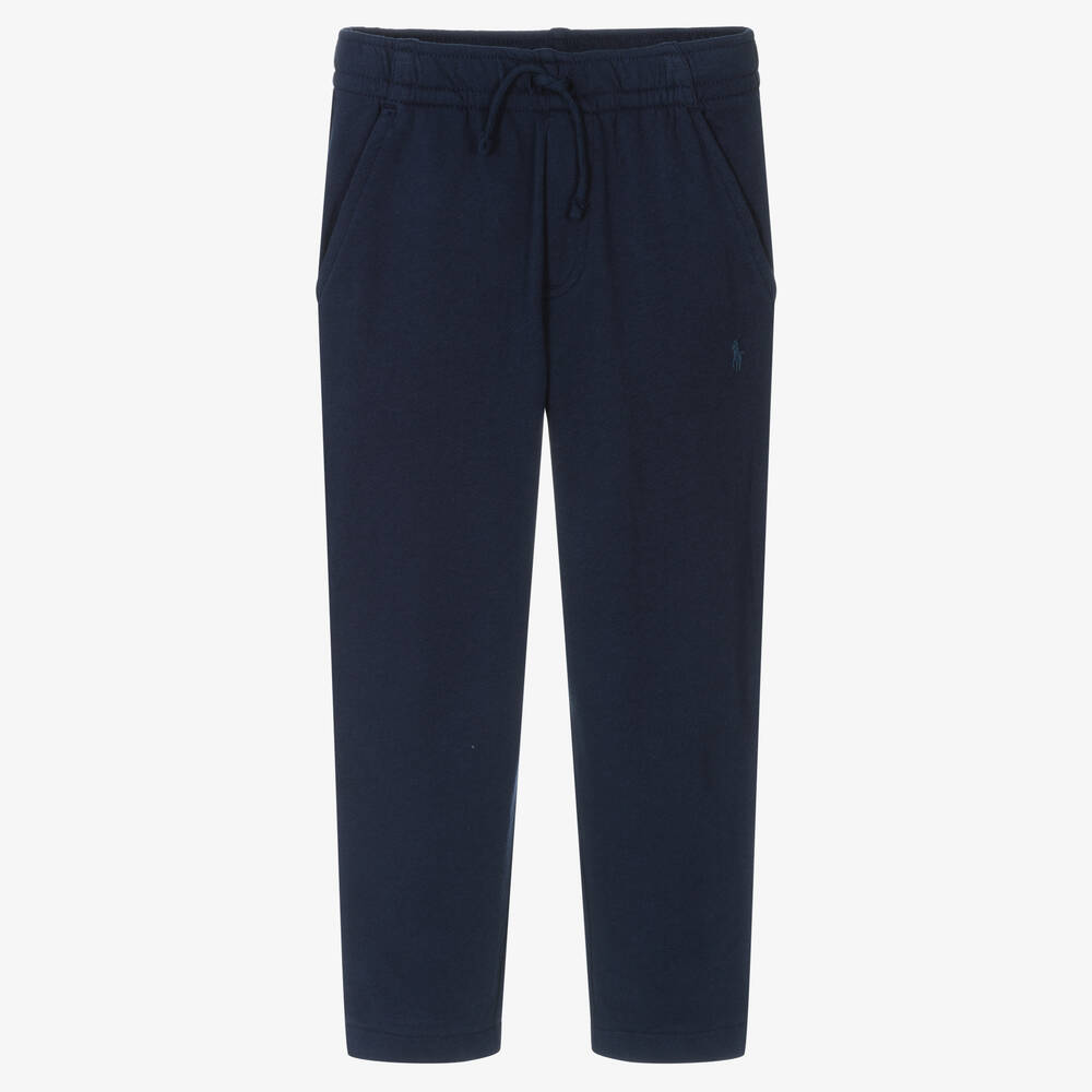 Polo Ralph Lauren - Bas jogging bleu coton Garçon | Childrensalon