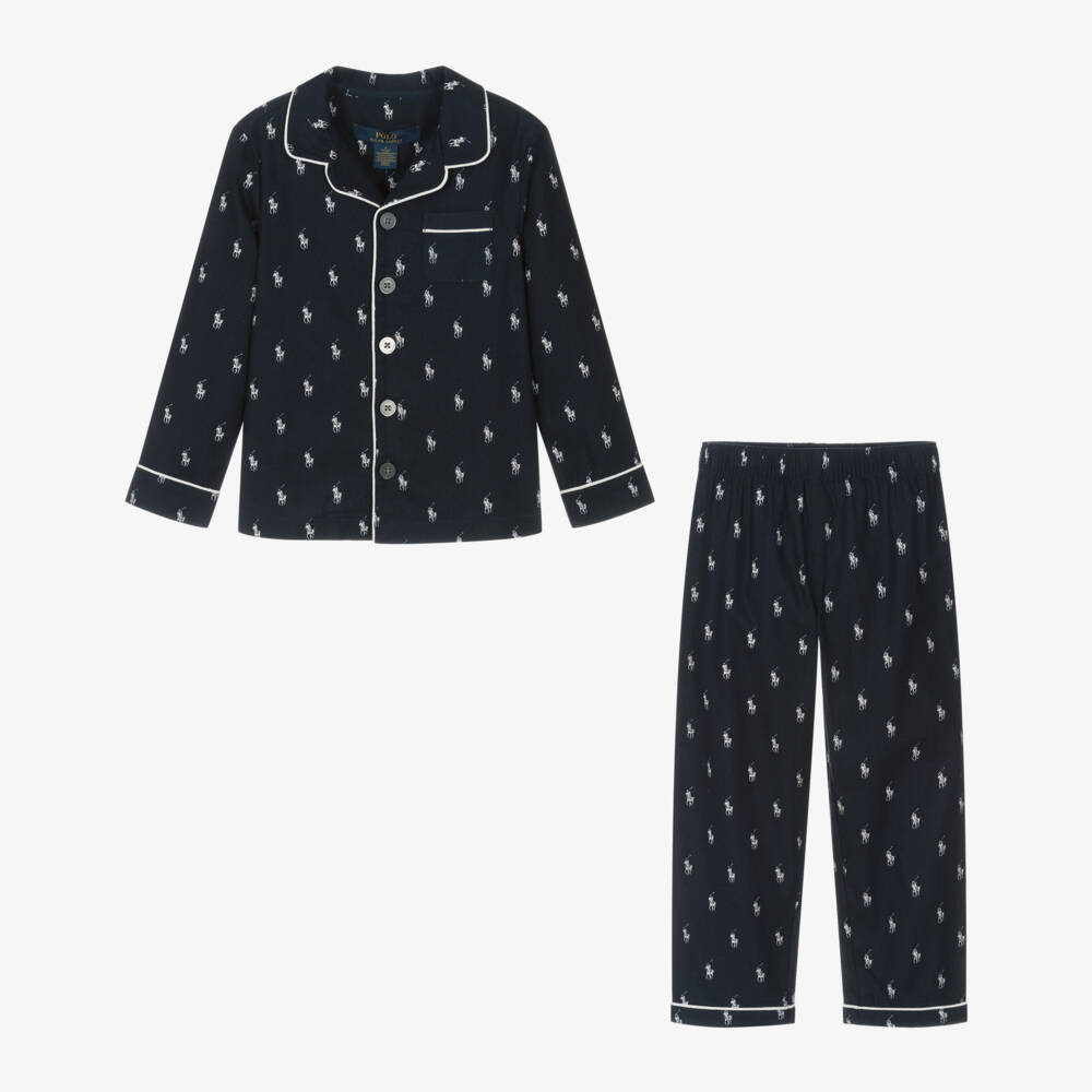 Ralph Lauren-Boys Blue Cotton Logo Pyjamas | Childrensalon Outlet
