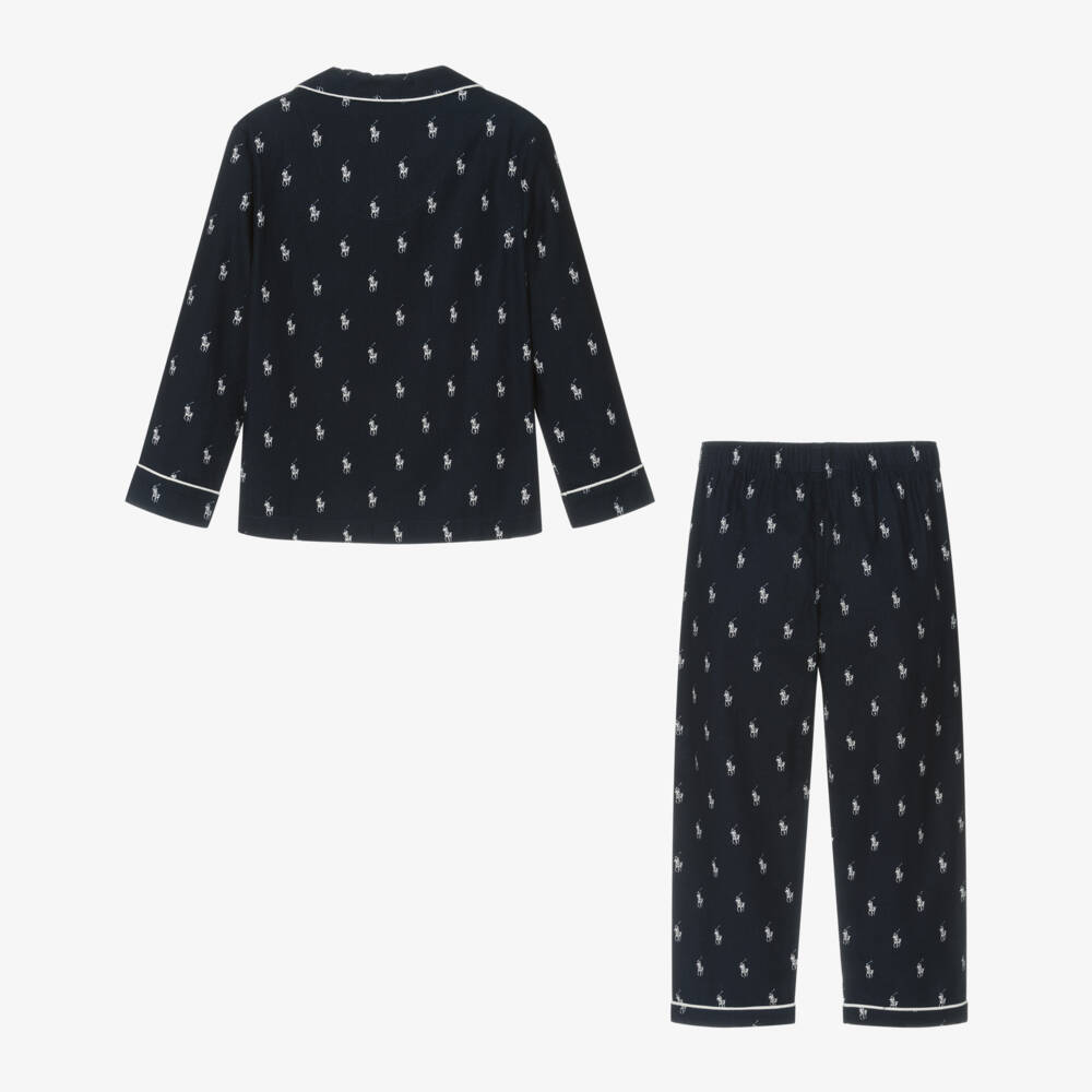 Ralph Lauren-Boys Blue Cotton Logo Pyjamas | Childrensalon Outlet