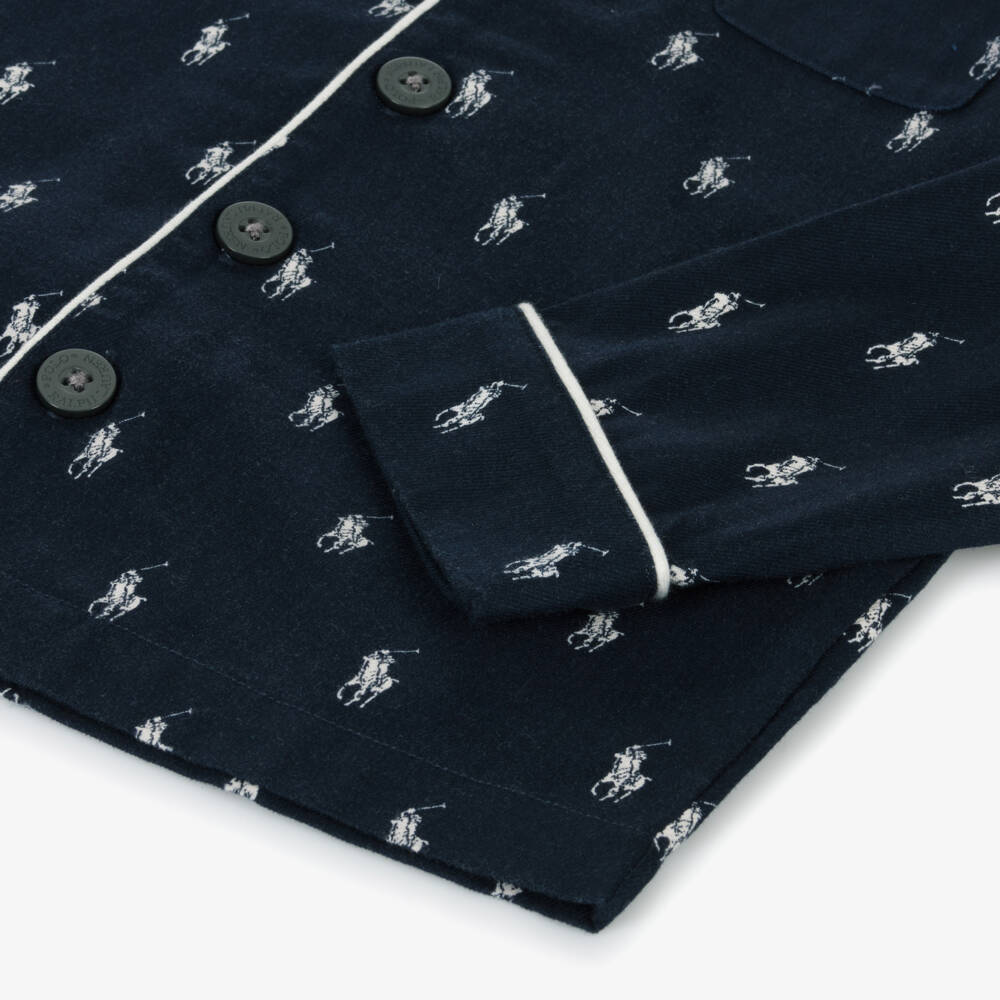 Ralph Lauren-Boys Blue Cotton Logo Pyjamas | Childrensalon Outlet