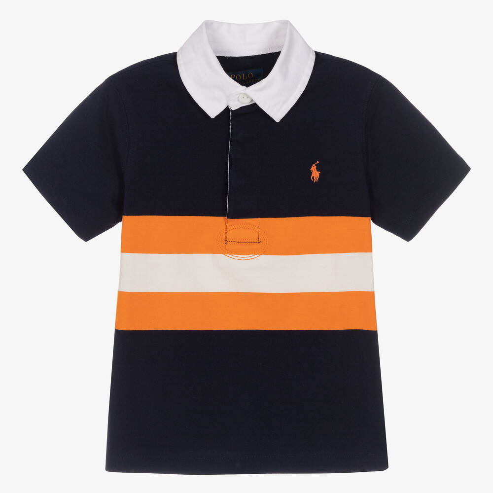 Polo Ralph Lauren - Polo de rugby bleu en coton garçon | Childrensalon