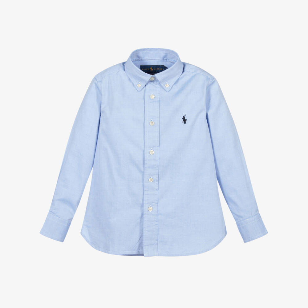Polo Ralph Lauren-Boys Blue Cotton Logo Shirt | Childrensalon Outlet