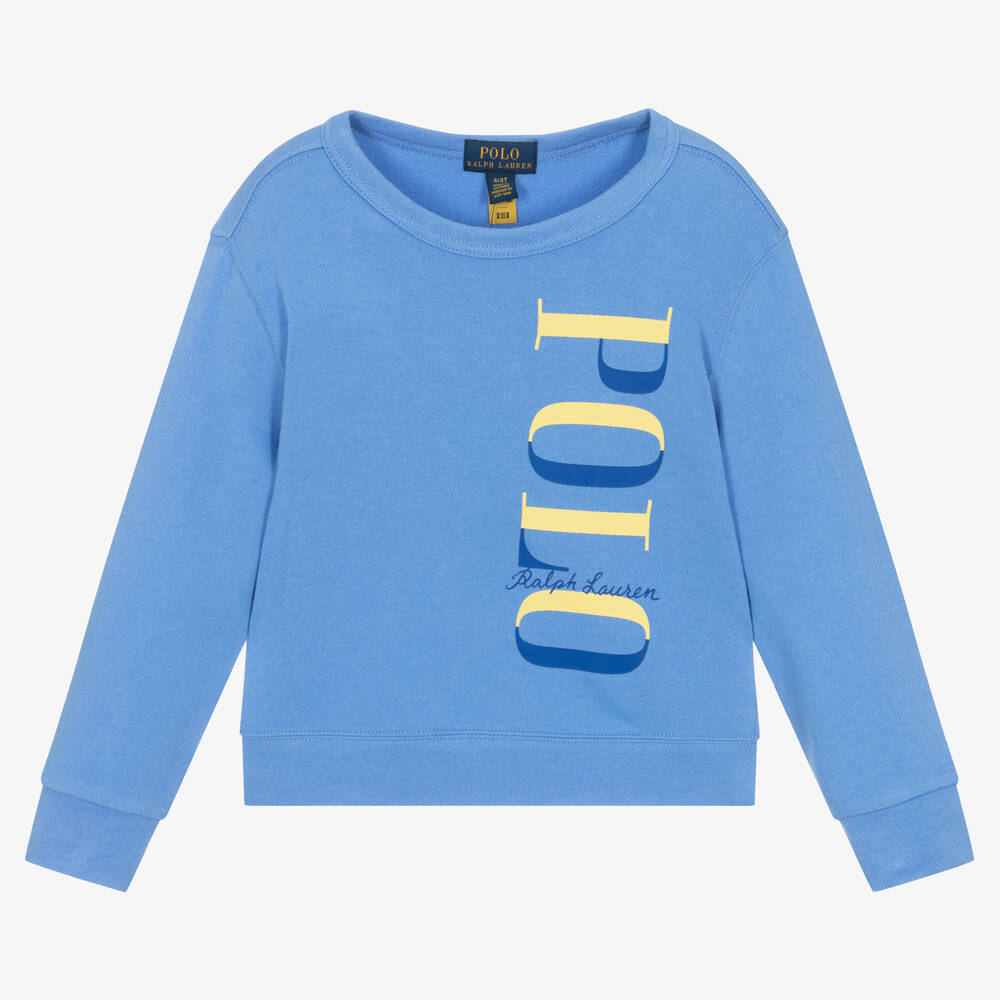 Polo Ralph Lauren - Boys Blue Cotton Logo Sweatshirt | Childrensalon