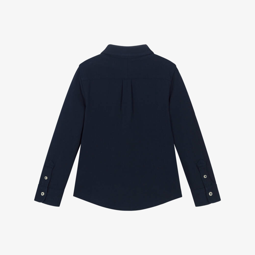Ralph Lauren-Boys Blue Cotton Piqué Shirt | Childrensalon Outlet