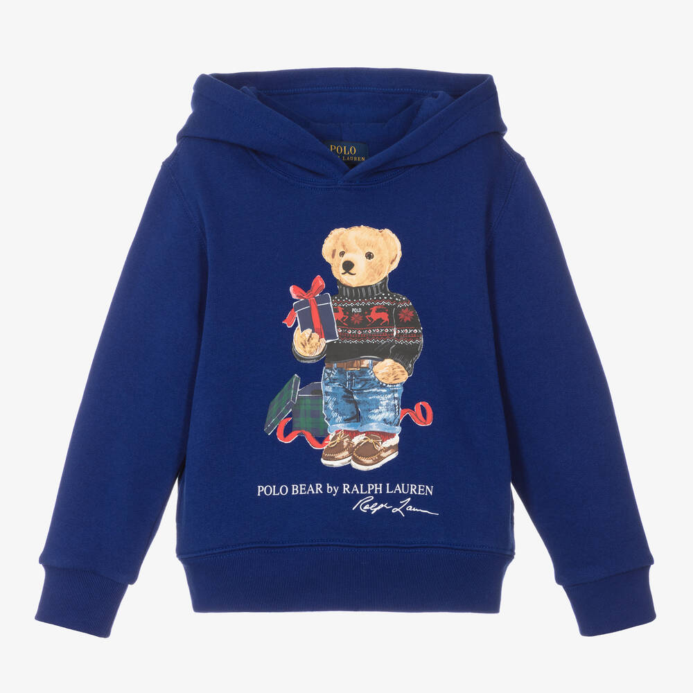 Ralph Lauren - Blauer Polo Bear Baumwoll-Hoodie | Childrensalon