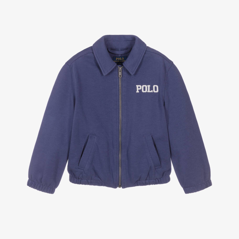 Ralph Lauren-Boys Blue Cotton Polo Logo Jacket | Childrensalon Outlet