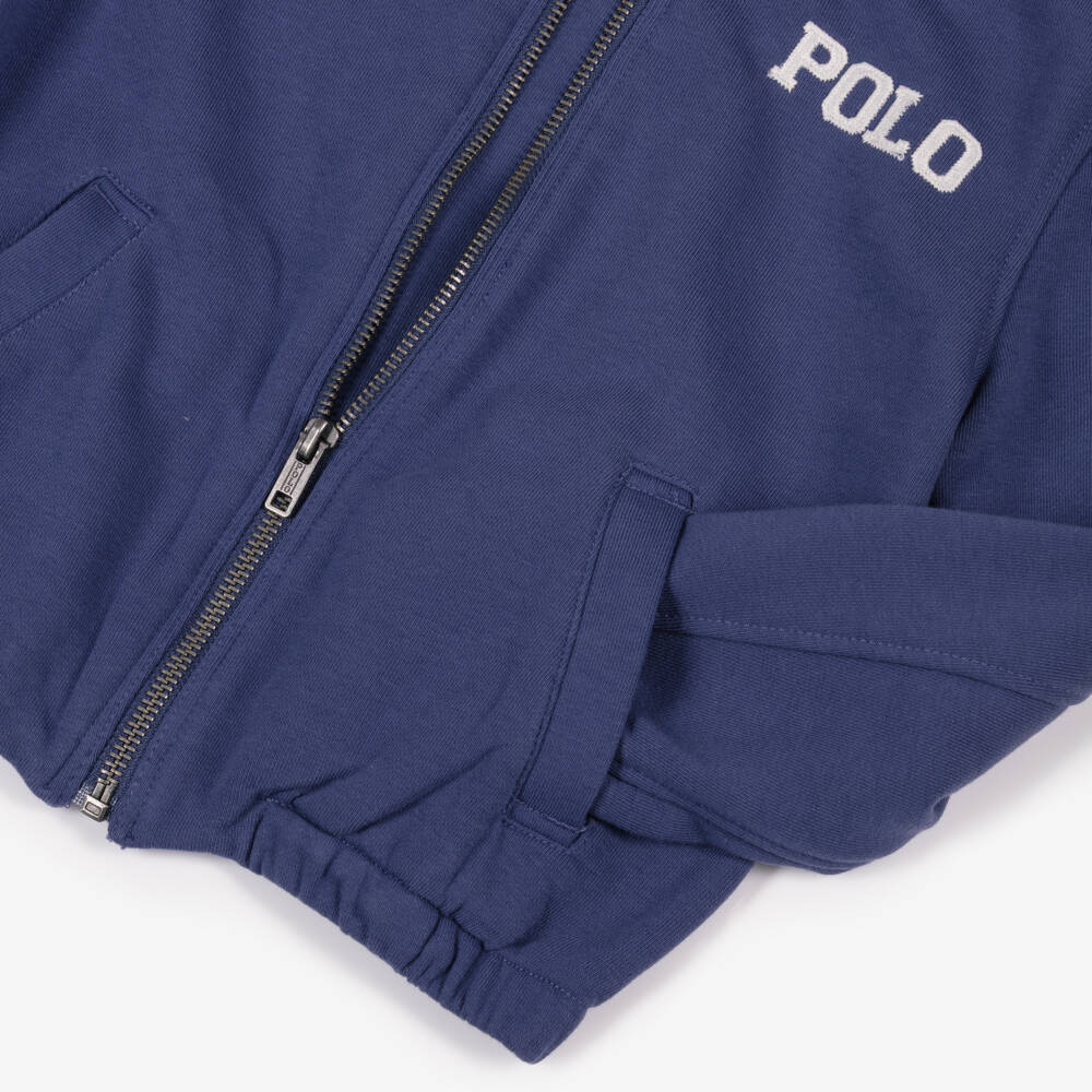Ralph Lauren-Boys Blue Cotton Polo Logo Jacket | Childrensalon Outlet