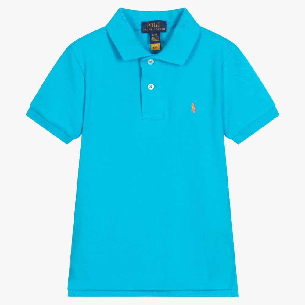 Polo Ralph Lauren - Голубая рубашка поло из хлопка для мальчиков | Childrensalon
