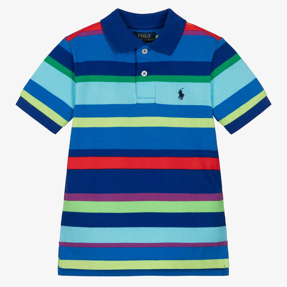 Ralph Lauren - Boys Blue Cotton Polo Shirt | Childrensalon