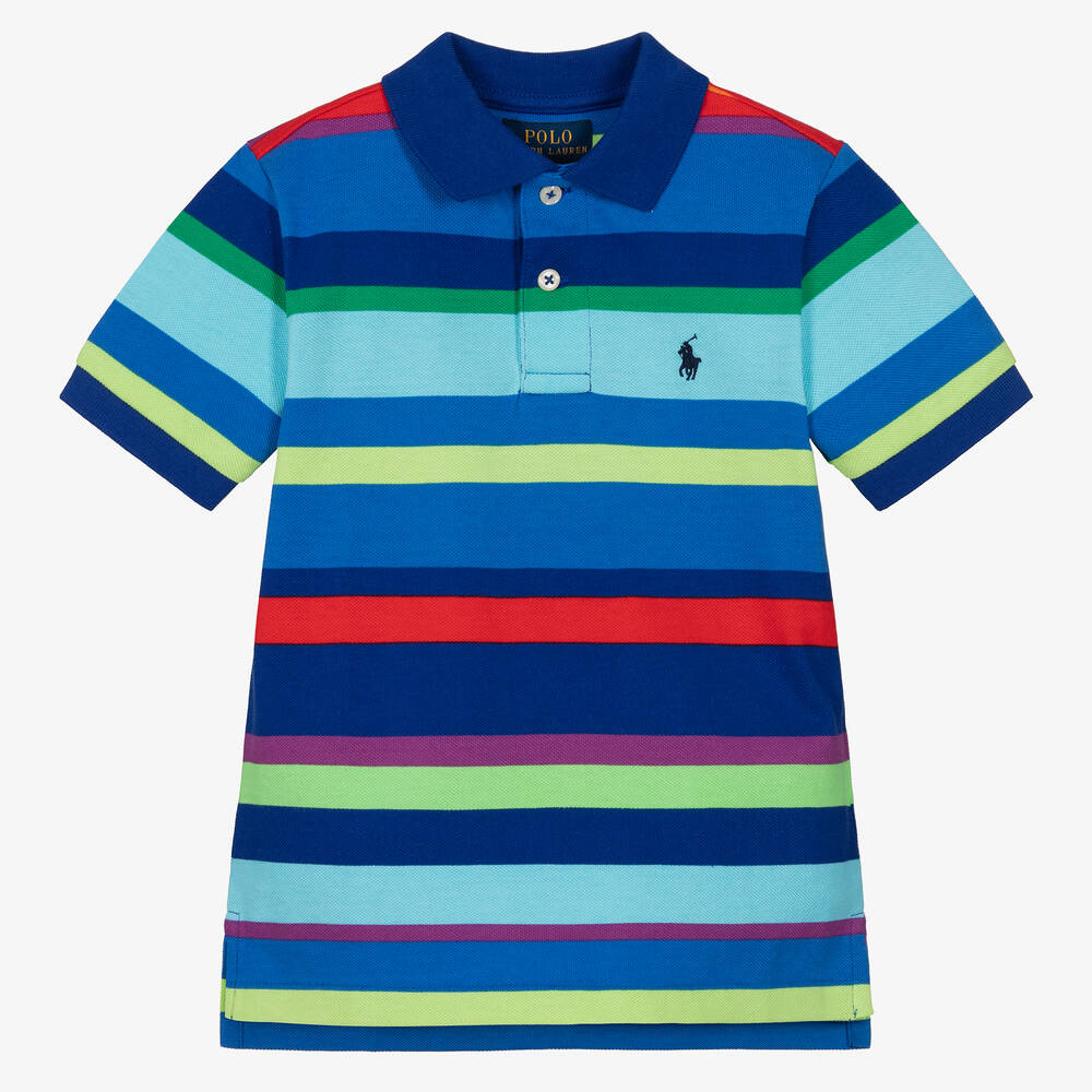 Ralph Lauren - Polo bleu en coton garçon | Childrensalon