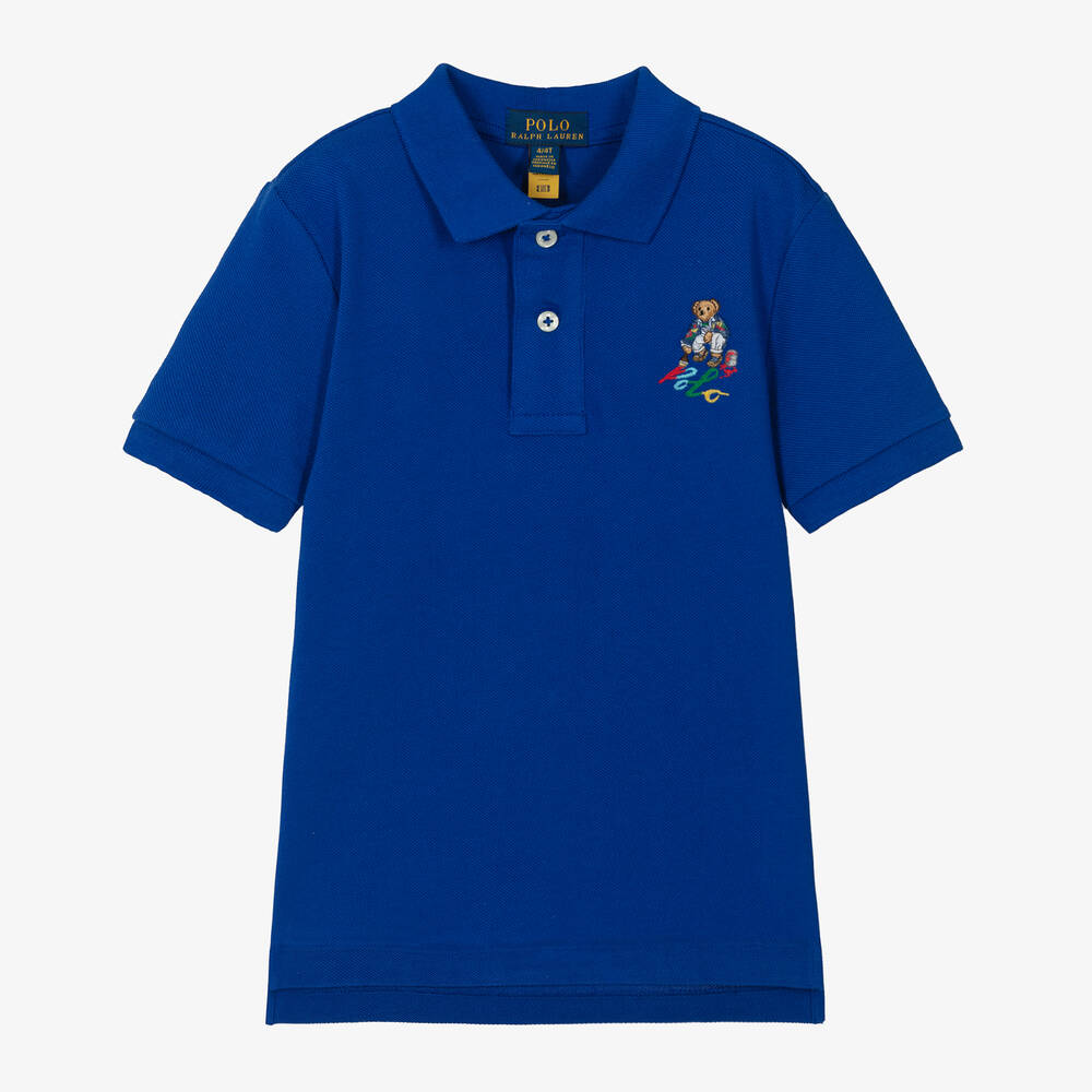 Ralph Lauren Boys Blue Cotton Polo Shirt Childrensalon Outlet