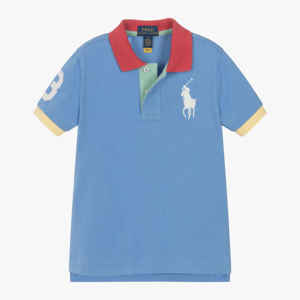 Ralph Lauren Boys Blue Cotton Polo Shirt