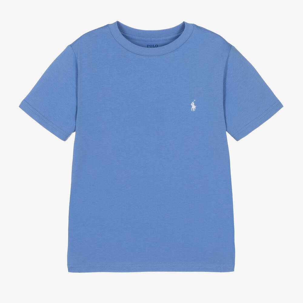 Ralph Lauren-Boys Blue Cotton Polo T-Shirt | Childrensalon Outlet