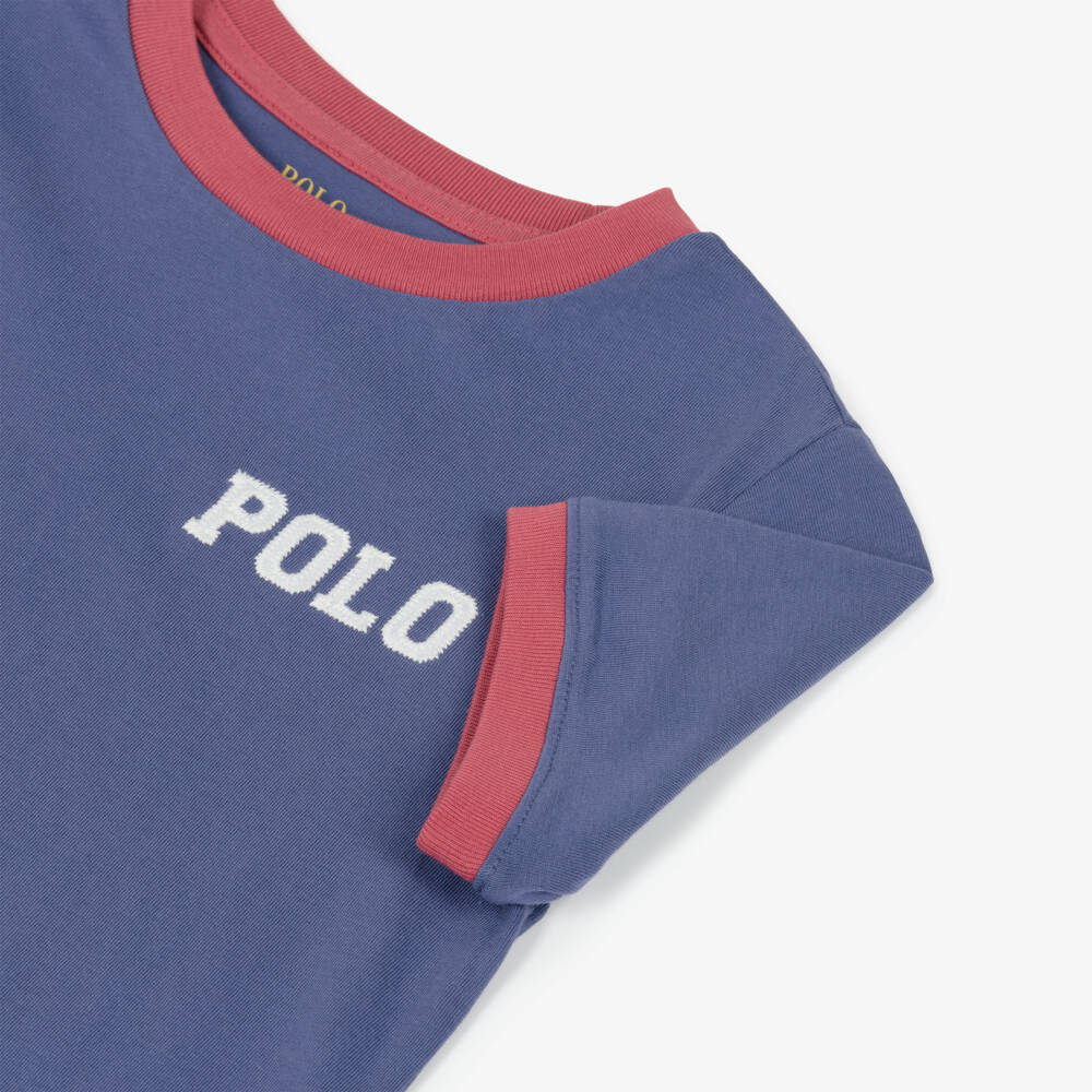 Ralph Lauren-Boys Blue Cotton Ringer T-Shirt | Childrensalon Outlet