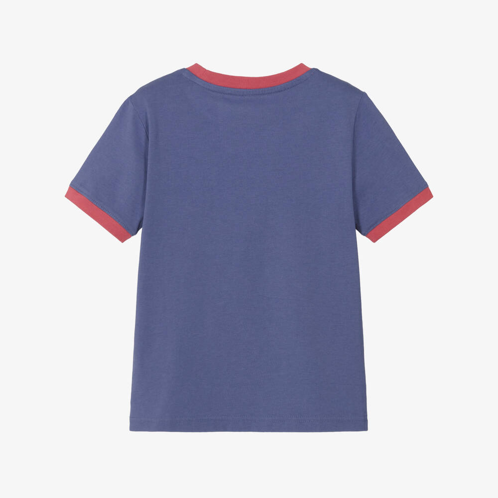 Ralph Lauren-Boys Blue Cotton Ringer T-Shirt | Childrensalon Outlet