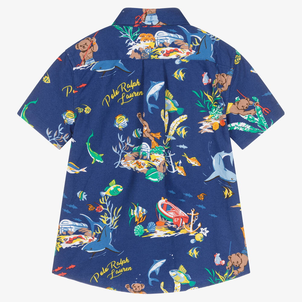 Polo Ralph Lauren-Boys Blue Cotton Shirt | Childrensalon Outlet