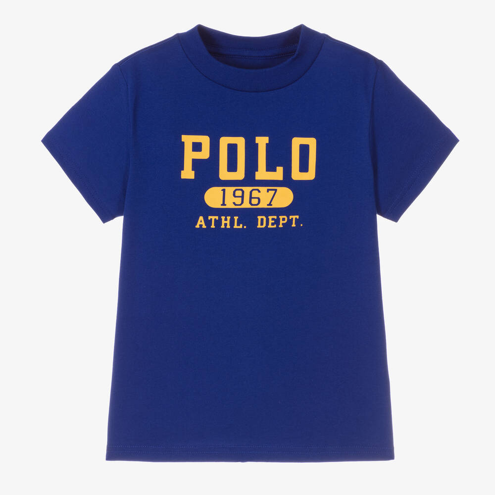 Polo Ralph Lauren - Синяя хлопковая футболка для мальчиков | Childrensalon