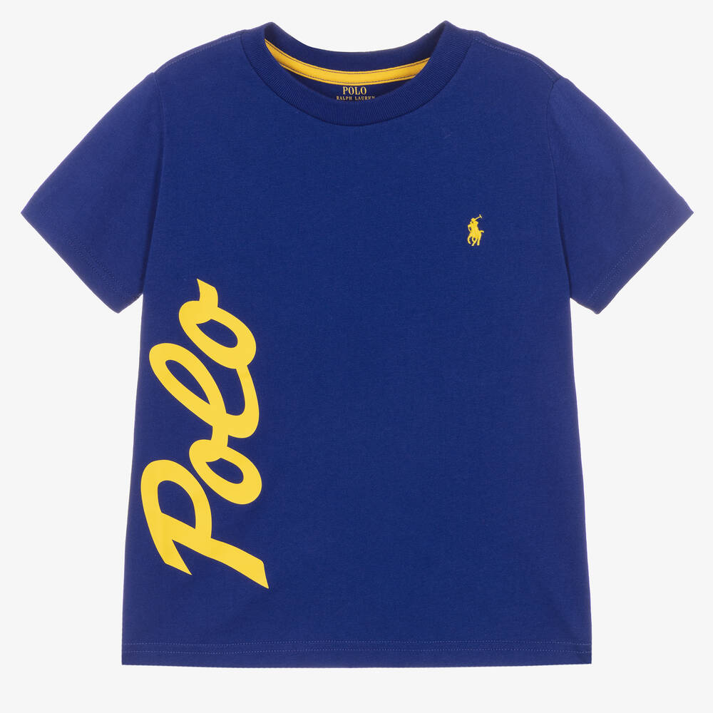 Ralph Lauren - Boys Blue Cotton T-Shirt | Childrensalon