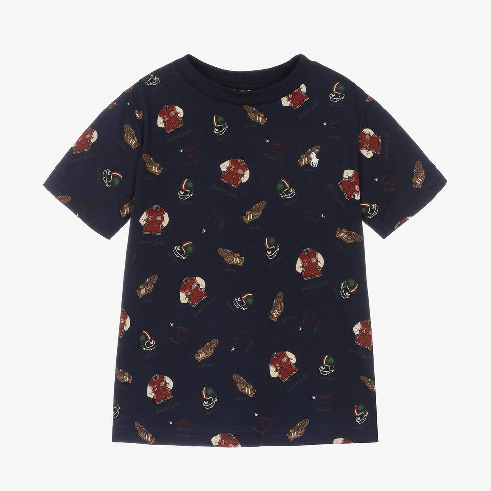 Ralph Lauren - T-shirt bleu en coton garçon | Childrensalon