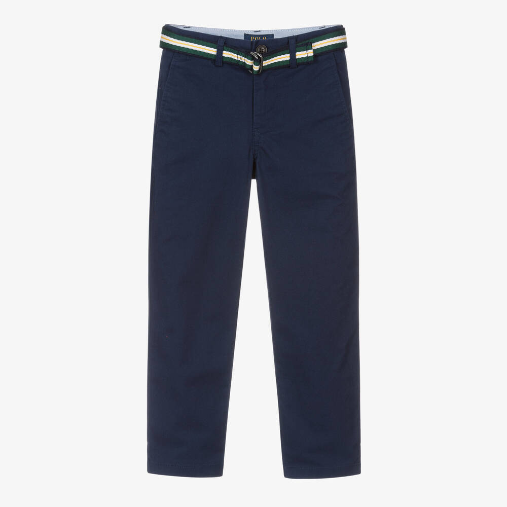 Ralph Lauren - Boys Blue Cotton Twill Chino Trousers | Childrensalon